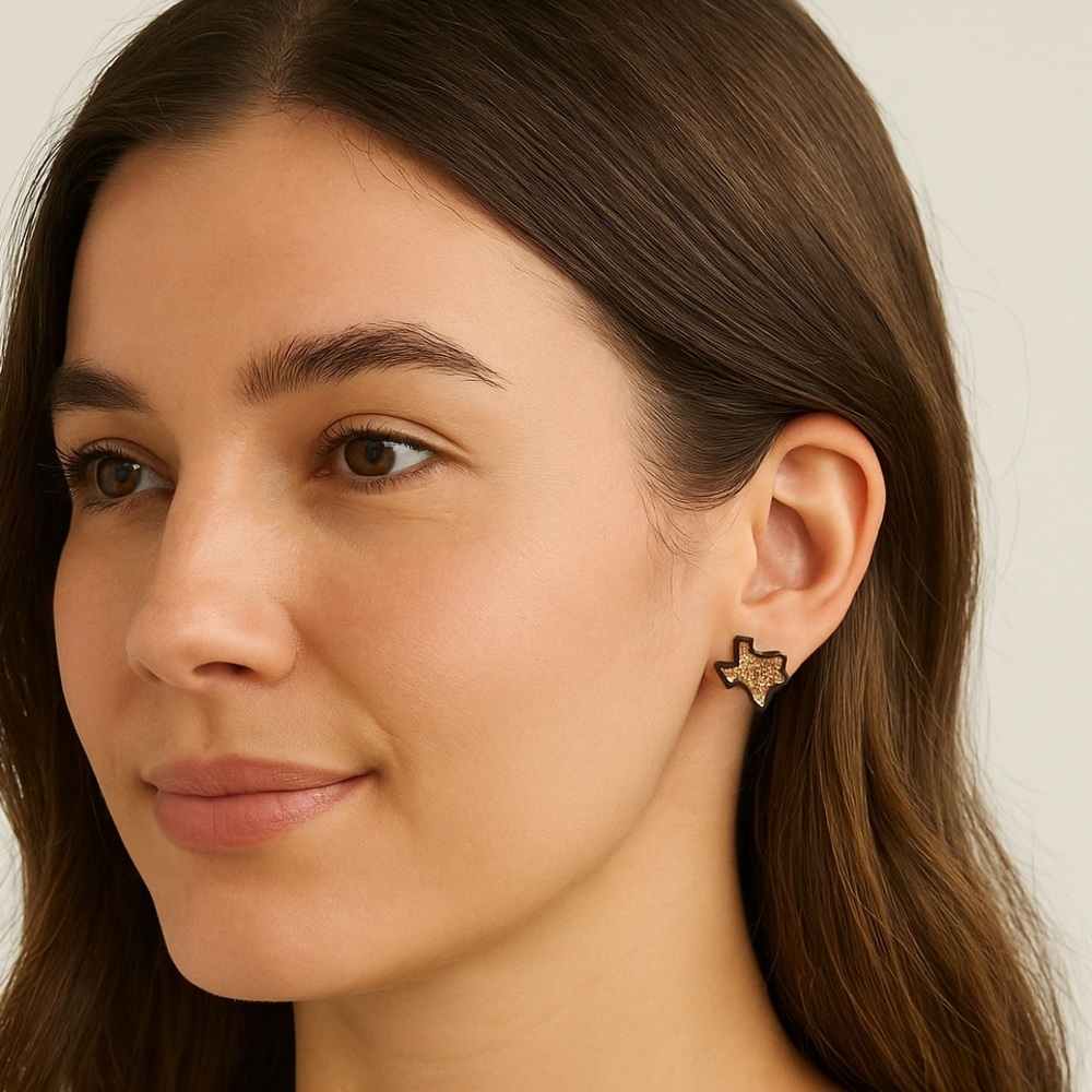 Texas State Stud Earrings – Bronze Glitter | NWOT